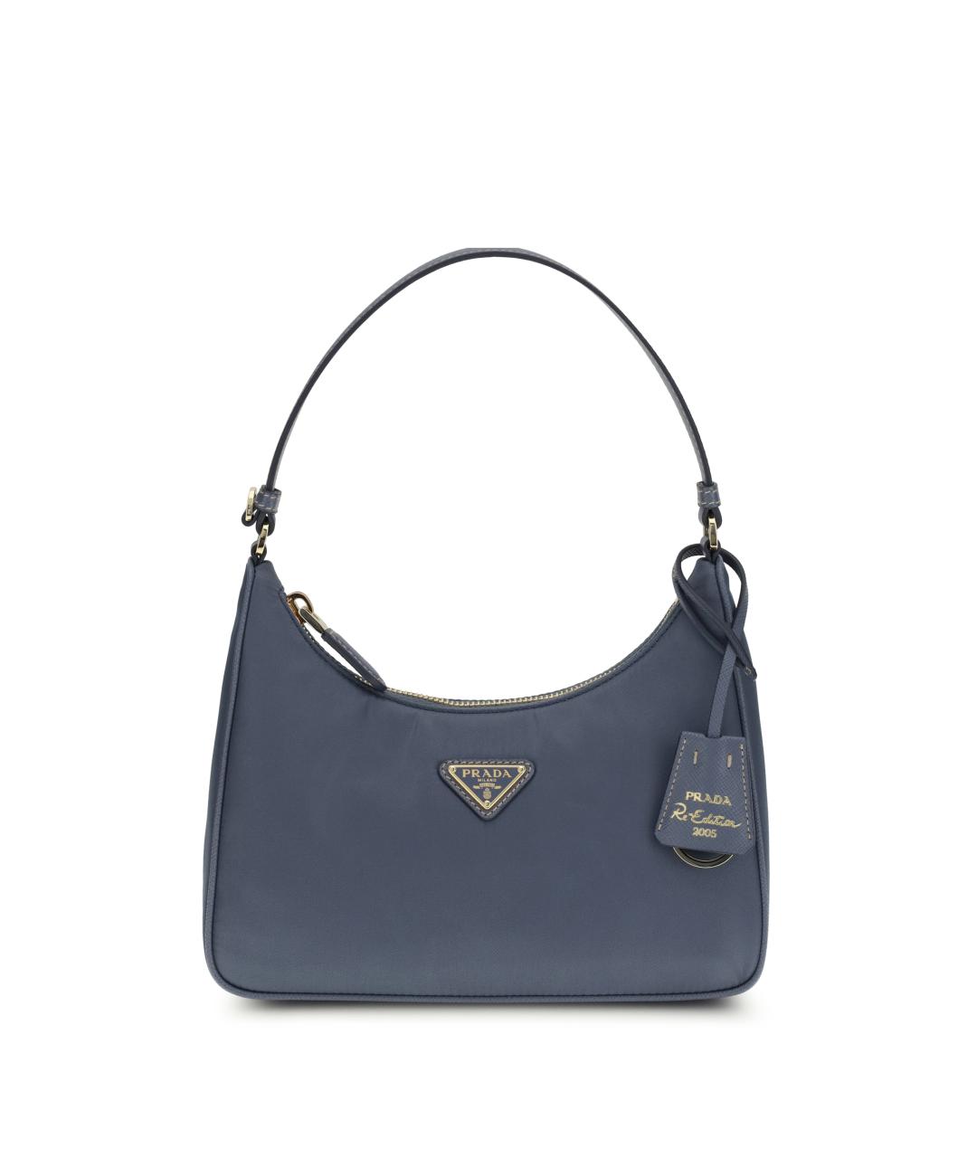 PRADA Голубая тканевая сумка с короткими ручками, фото 1