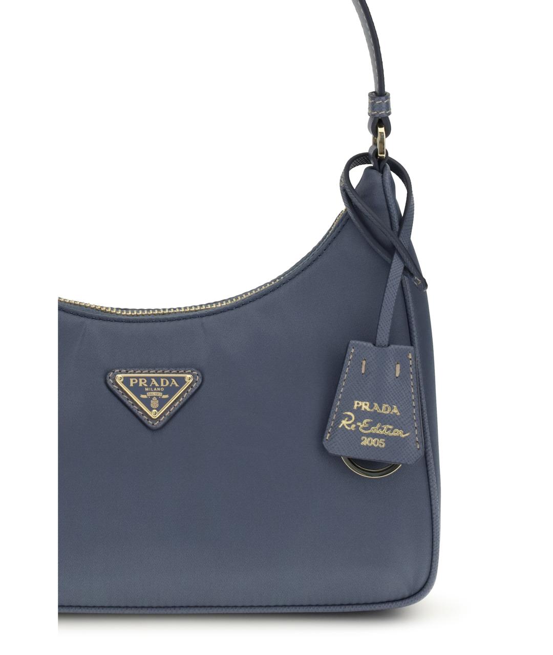 PRADA Голубая тканевая сумка с короткими ручками, фото 4