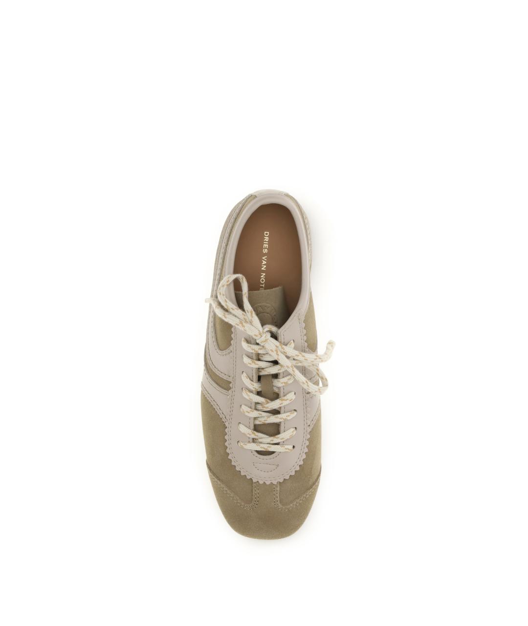 DRIES VAN NOTEN Бежевые замшевые кроссовки, фото 4