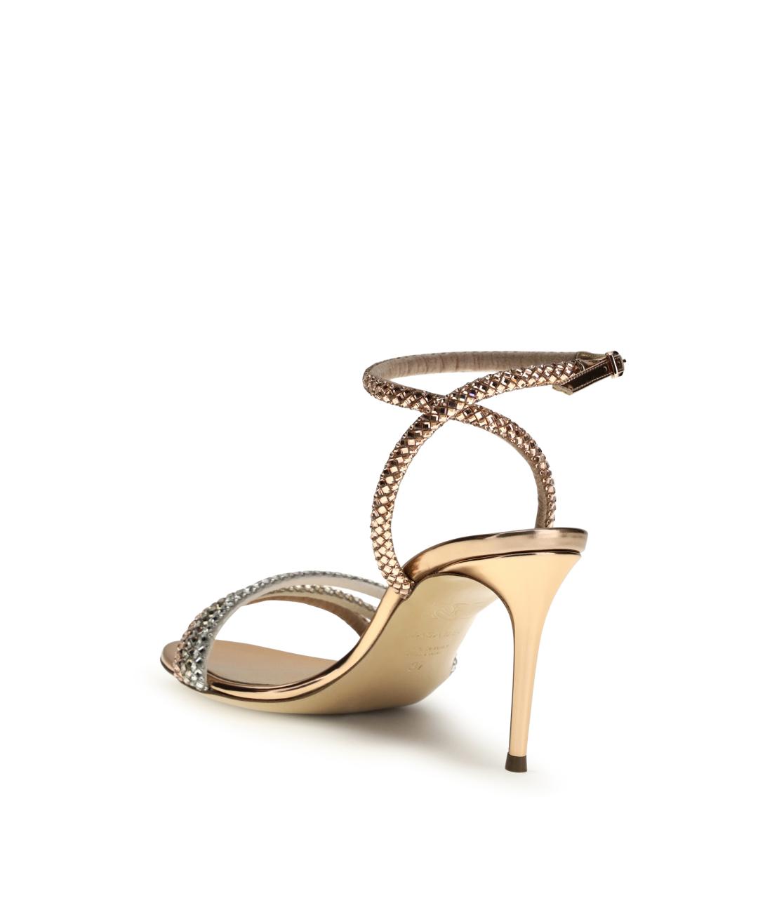 CASADEI Золотые кожаные босоножки, фото 3