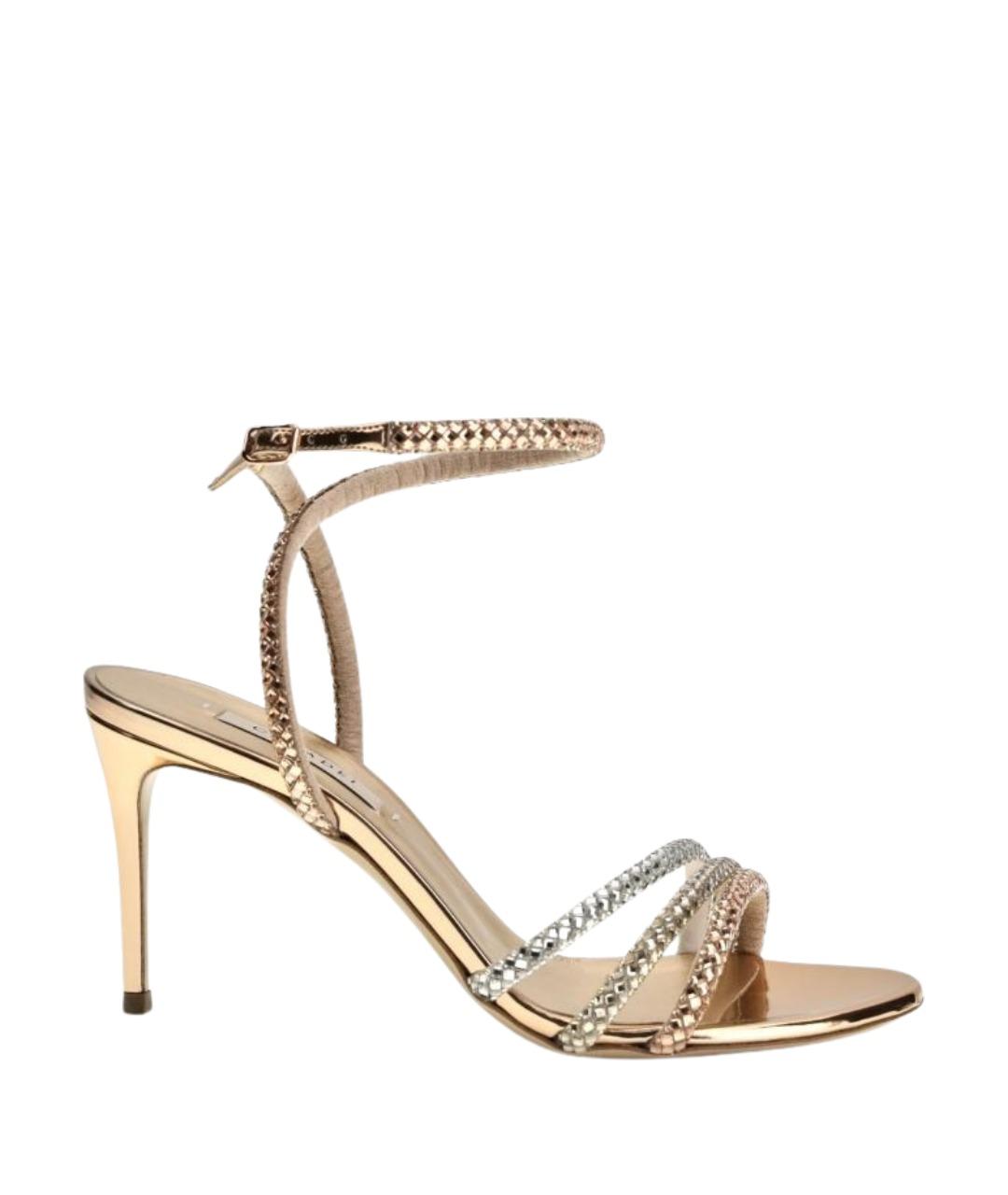 CASADEI Золотые кожаные босоножки, фото 1