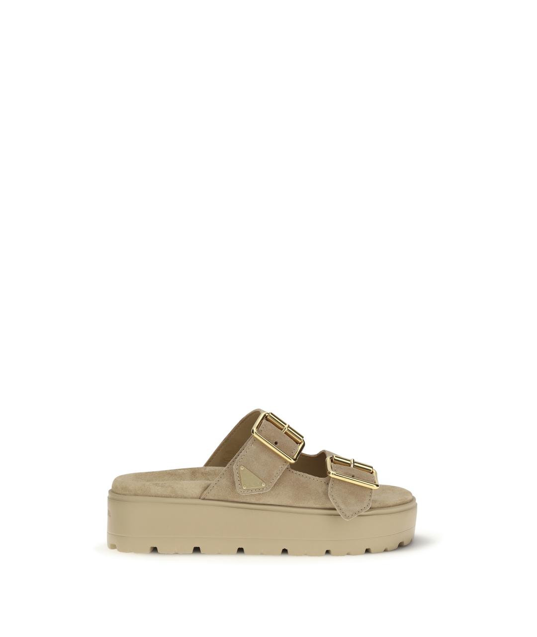 PRADA Бежевые замшевые сабо, фото 1