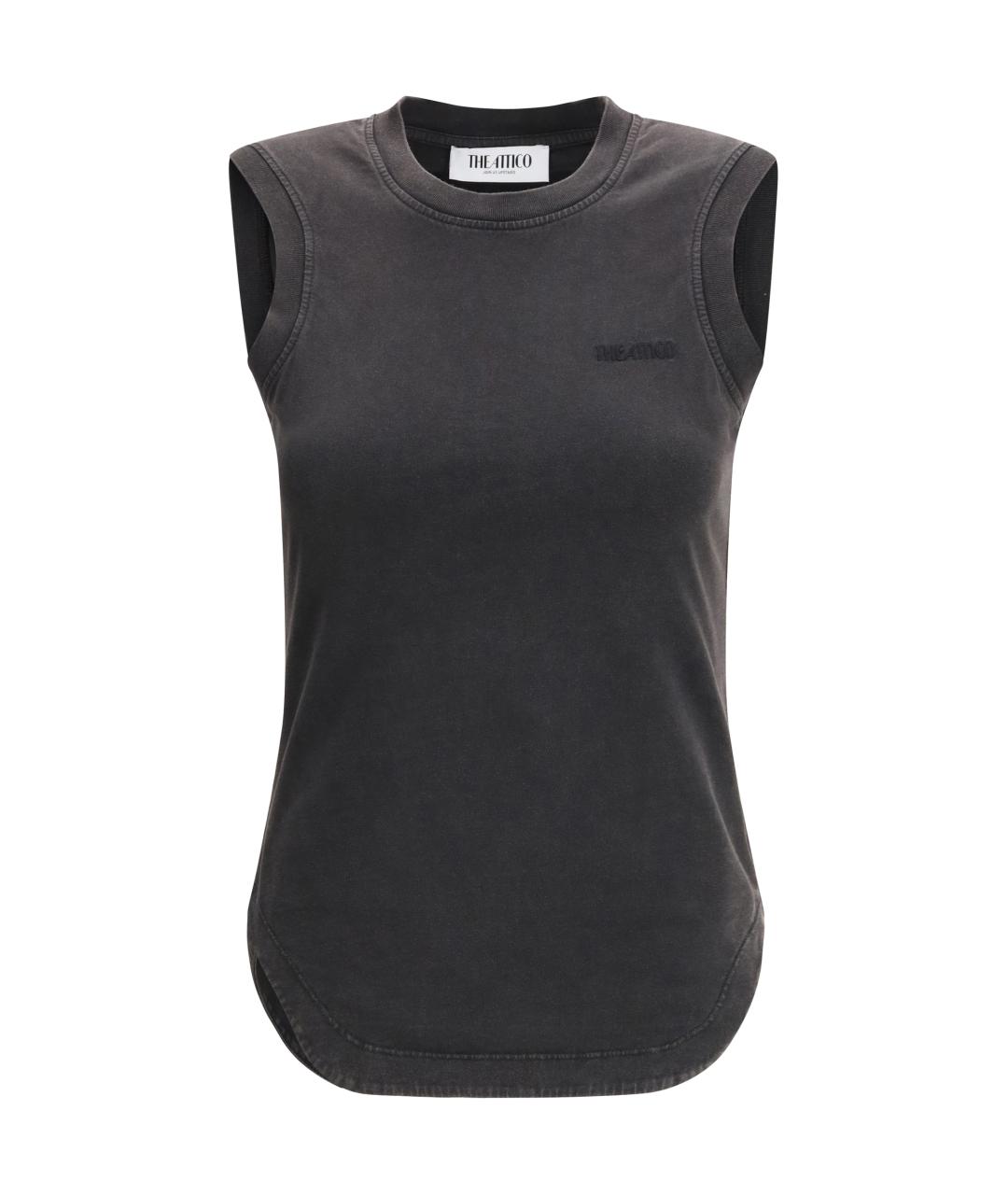 THE ATTICO Антрацитовая хлопковая майка, фото 1