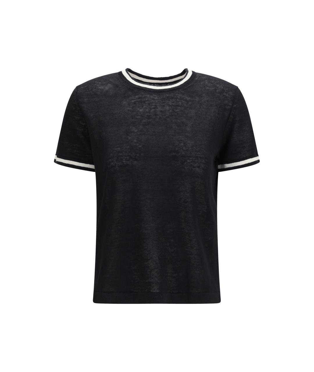 'S MAX MARA Черная льняная футболка, фото 4