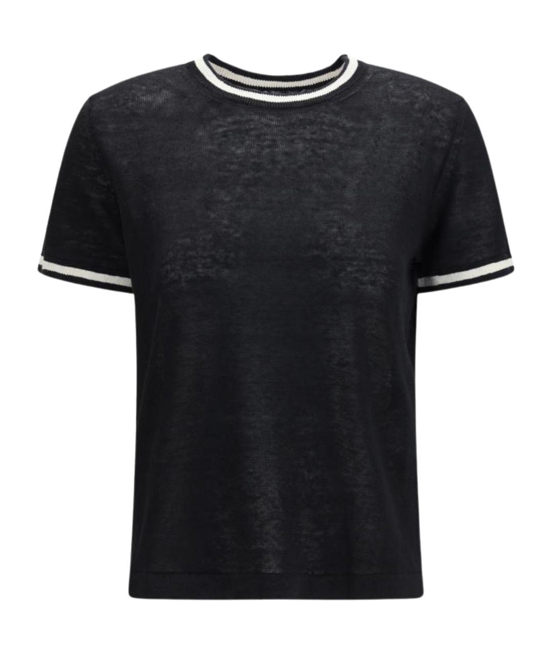 'S MAX MARA Черная льняная футболка, фото 1