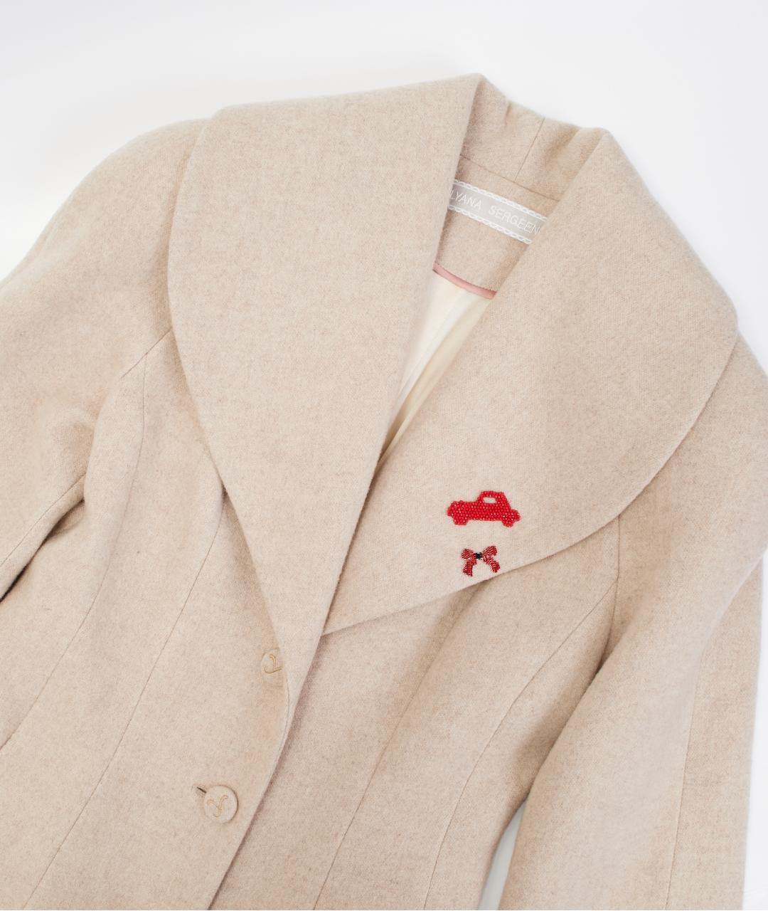 ULYANA SERGEENKO Бежевое кашемировое пальто, фото 6