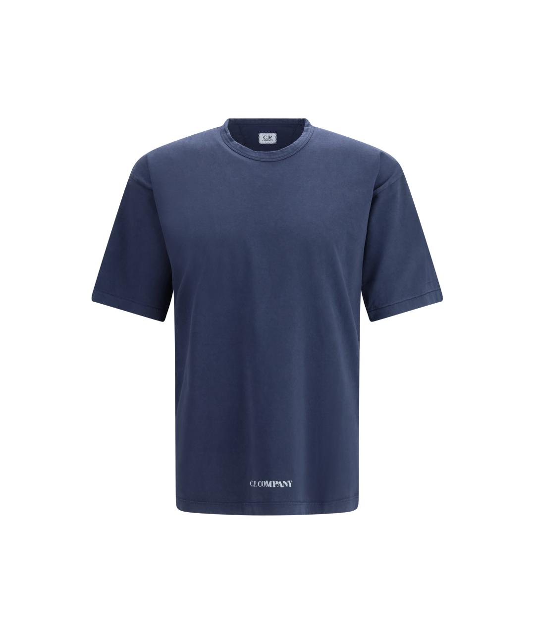CP COMPANY Темно-синяя хлопковая футболка, фото 4