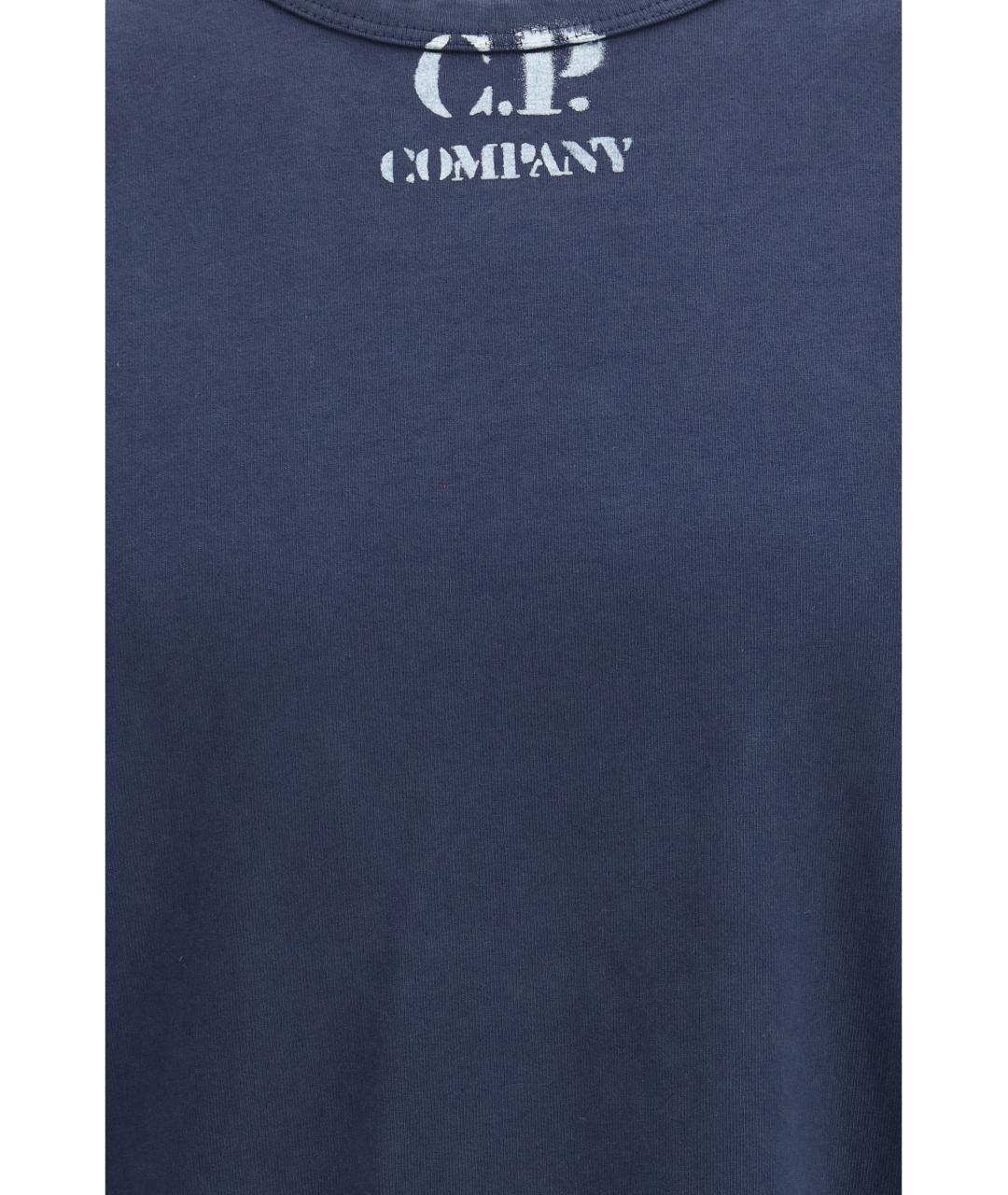 CP COMPANY Темно-синяя хлопковая футболка, фото 3