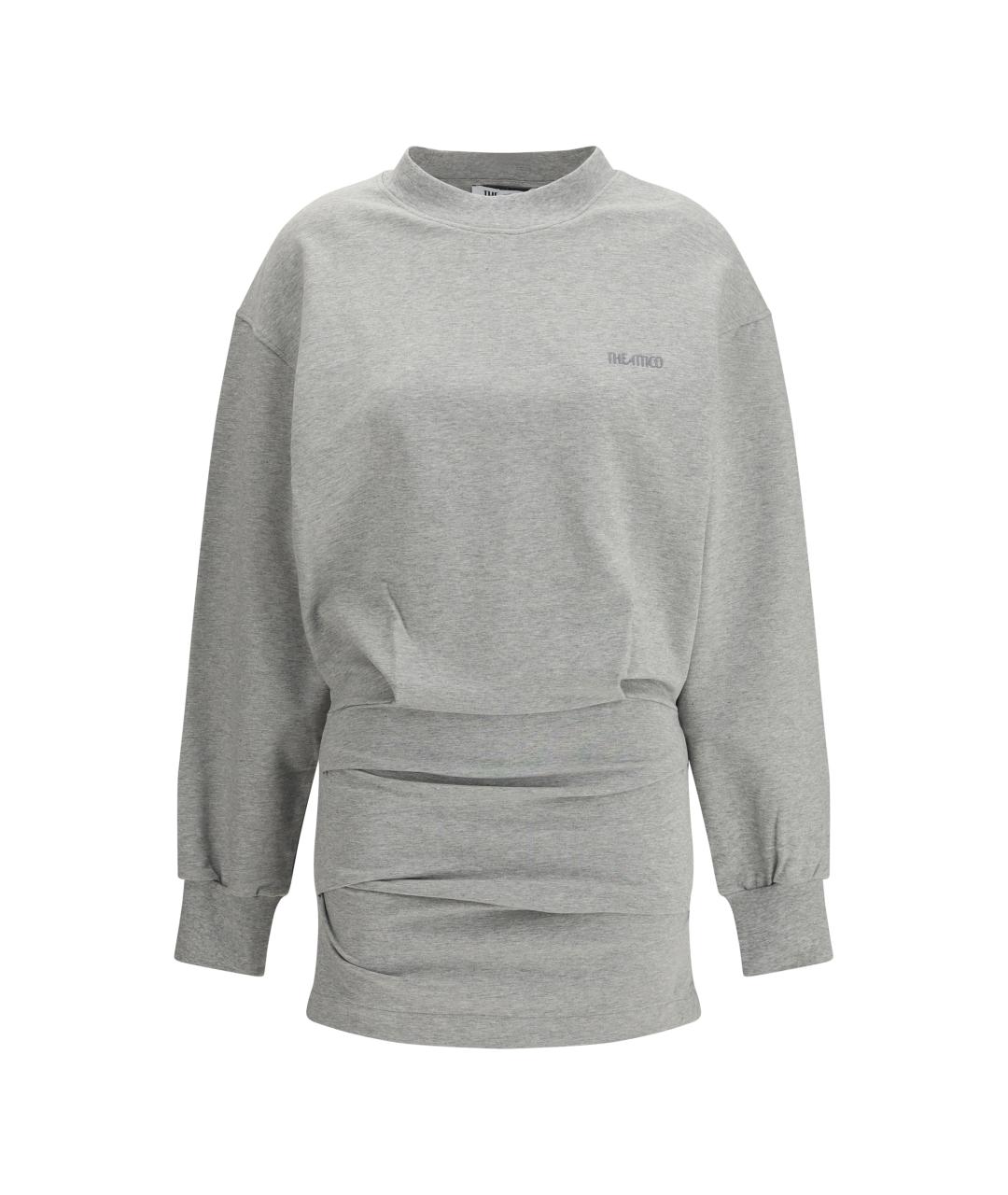 THE ATTICO Серое хлопковое повседневное платье, фото 1