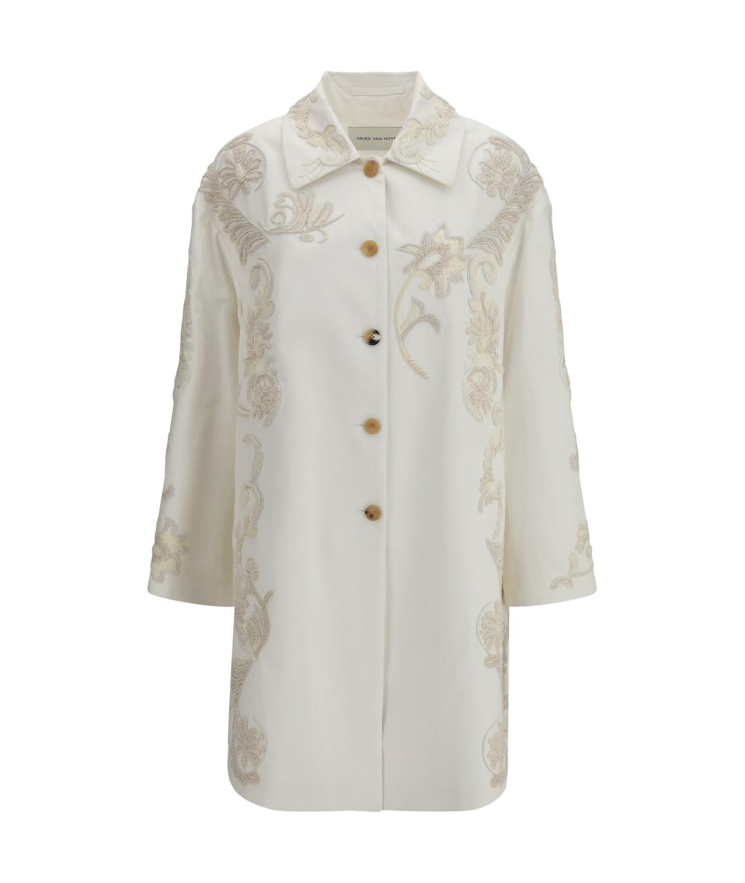 DRIES VAN NOTEN Белое хлопковое пальто, фото 1