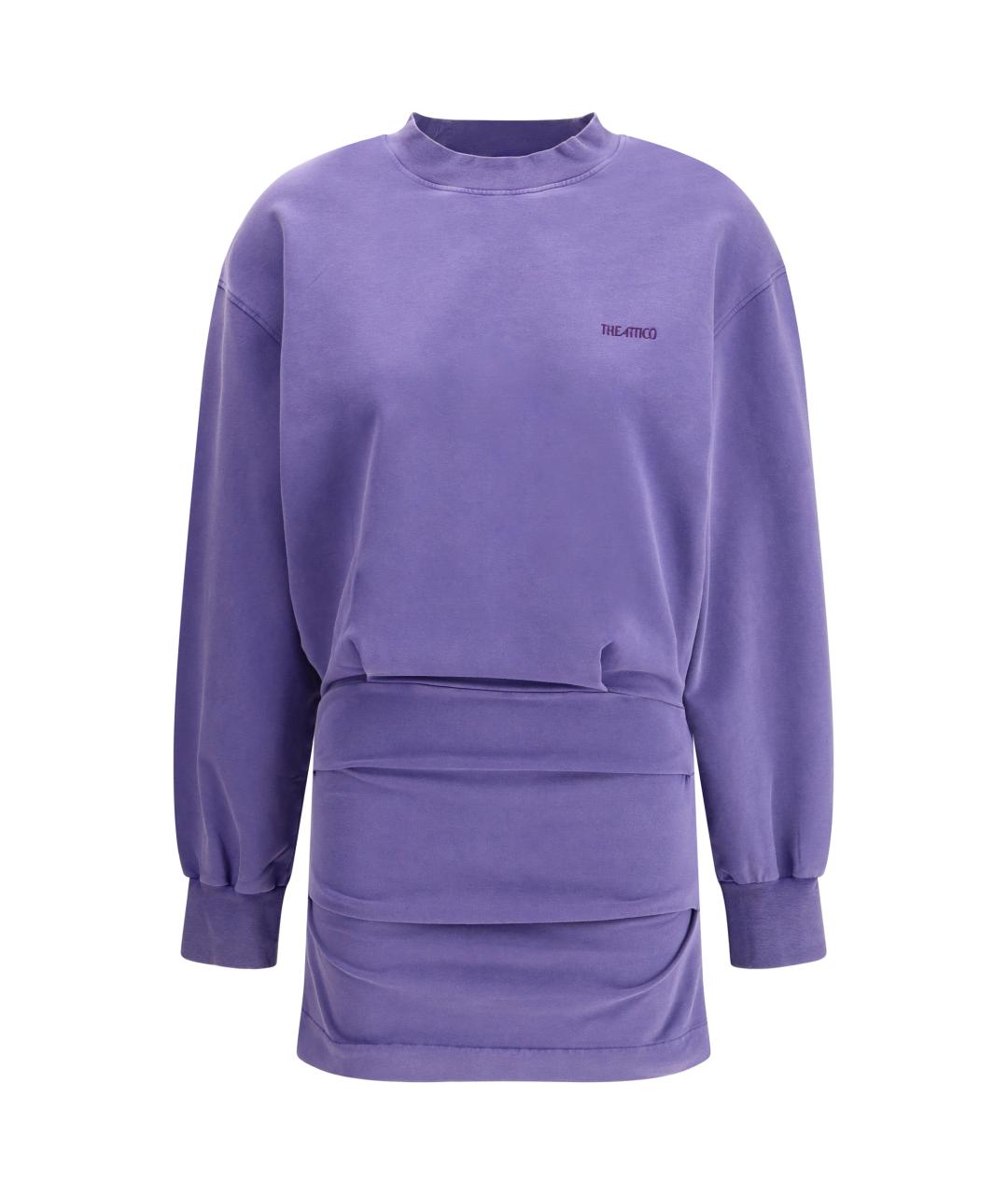 THE ATTICO Фиолетовое хлопко-эластановое повседневное платье, фото 1