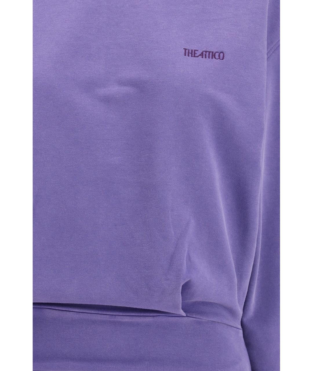 THE ATTICO Фиолетовое хлопко-эластановое повседневное платье, фото 3