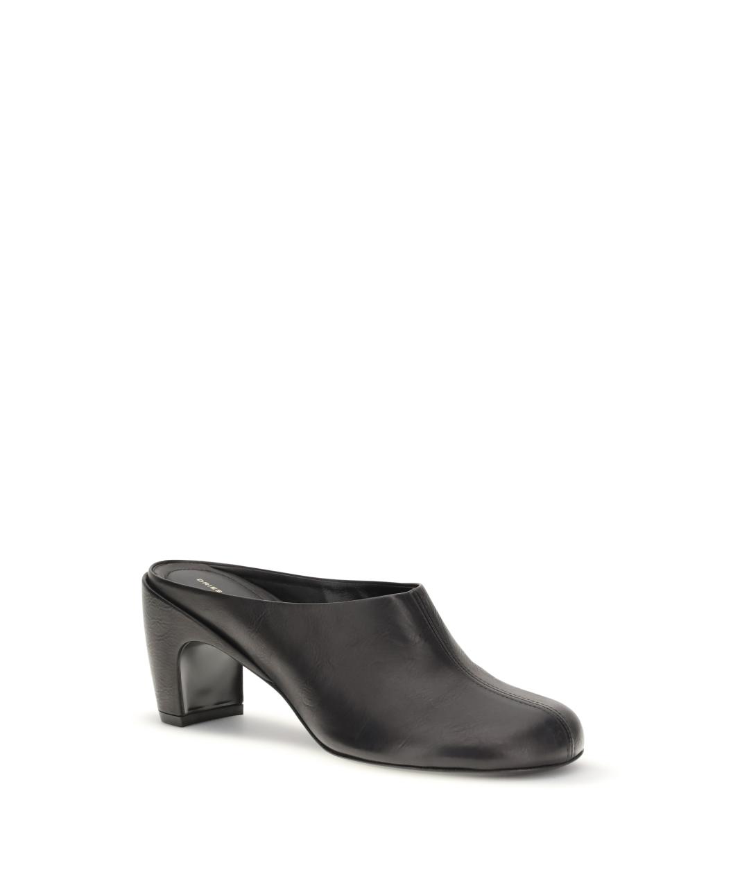 DRIES VAN NOTEN Черные кожаные мюли, фото 2