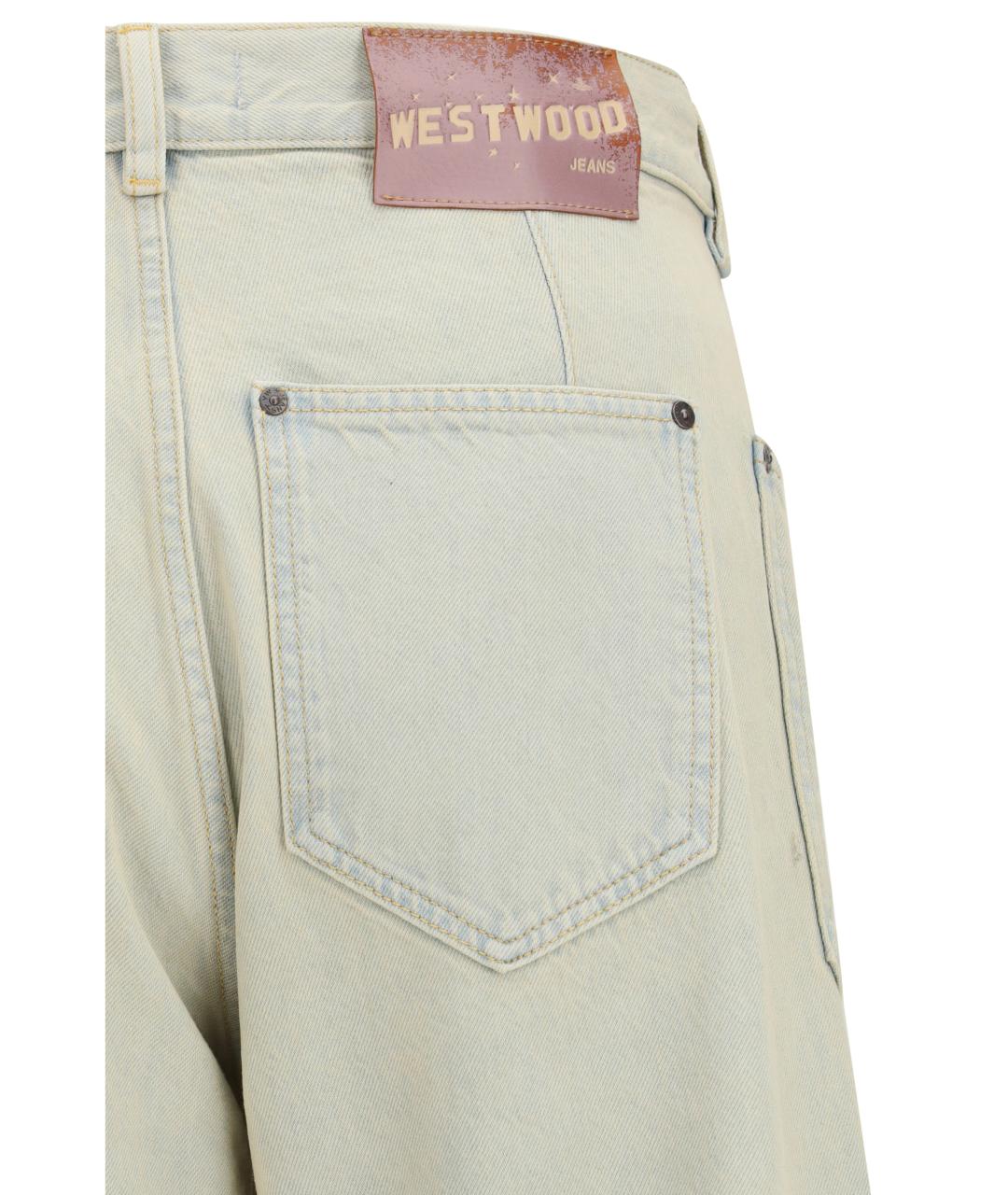 VIVIENNE WESTWOOD Голубые хлопковые прямые джинсы, фото 3