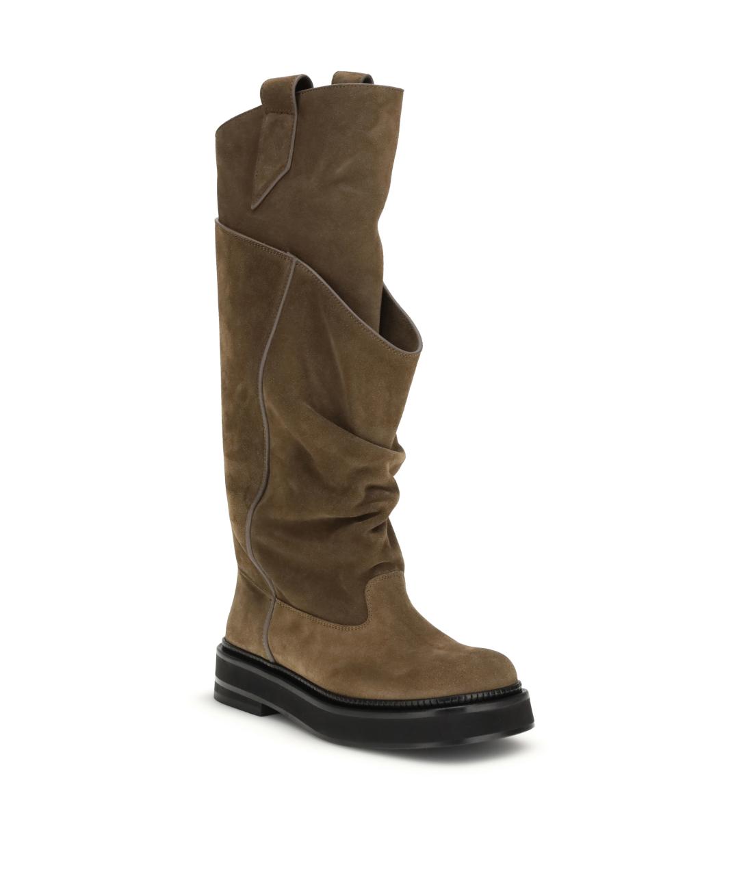 THE ATTICO Коричневые замшевые сапоги, фото 2