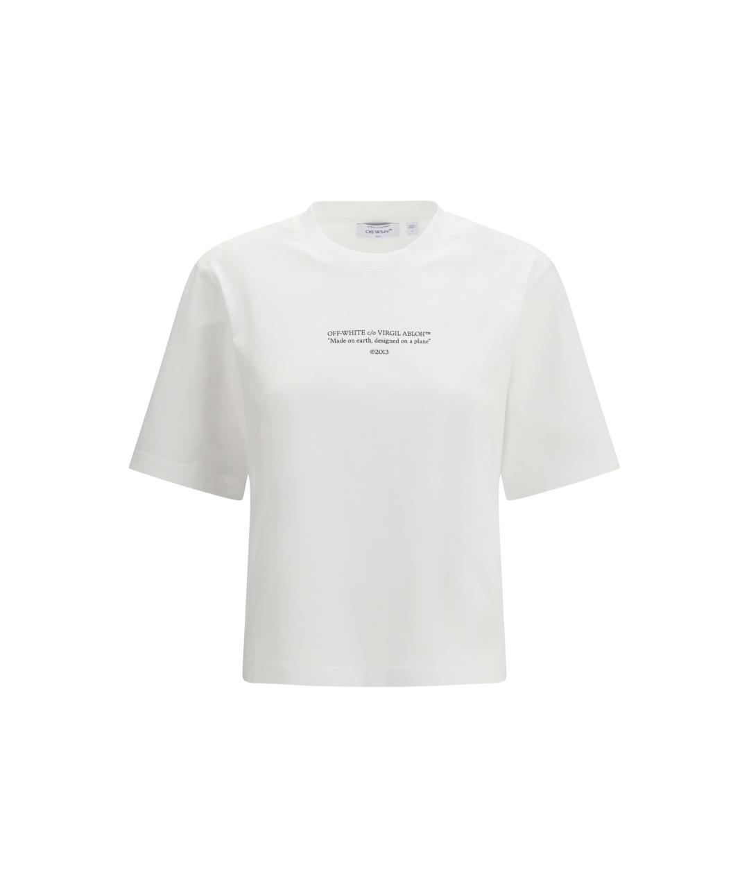 OFF-WHITE Белая хлопковая футболка, фото 4