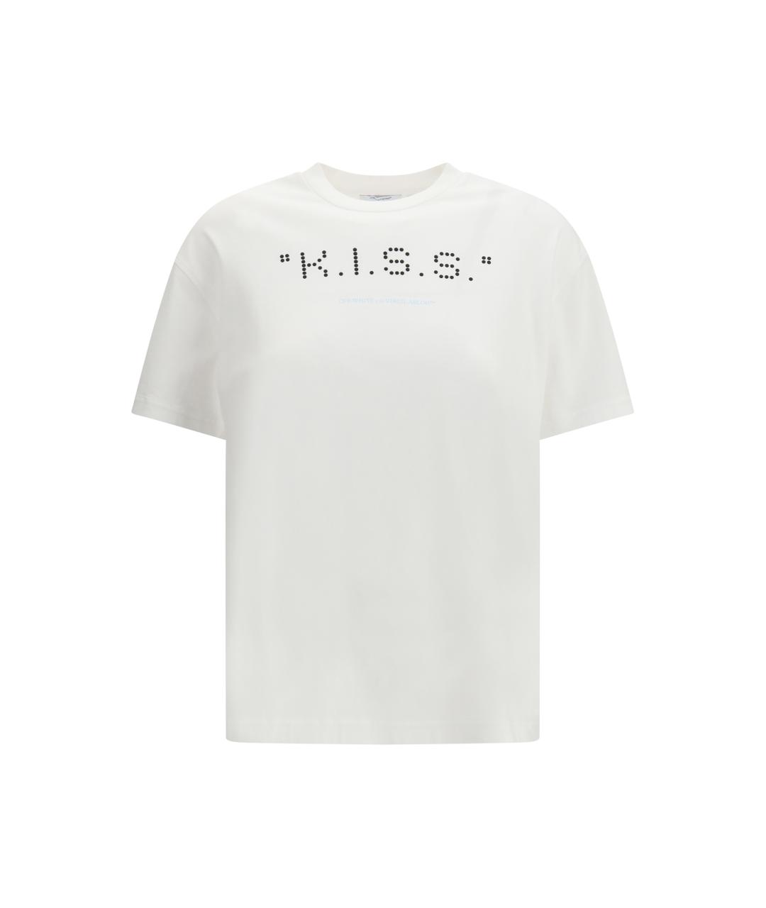 OFF-WHITE Белая хлопковая футболка, фото 4