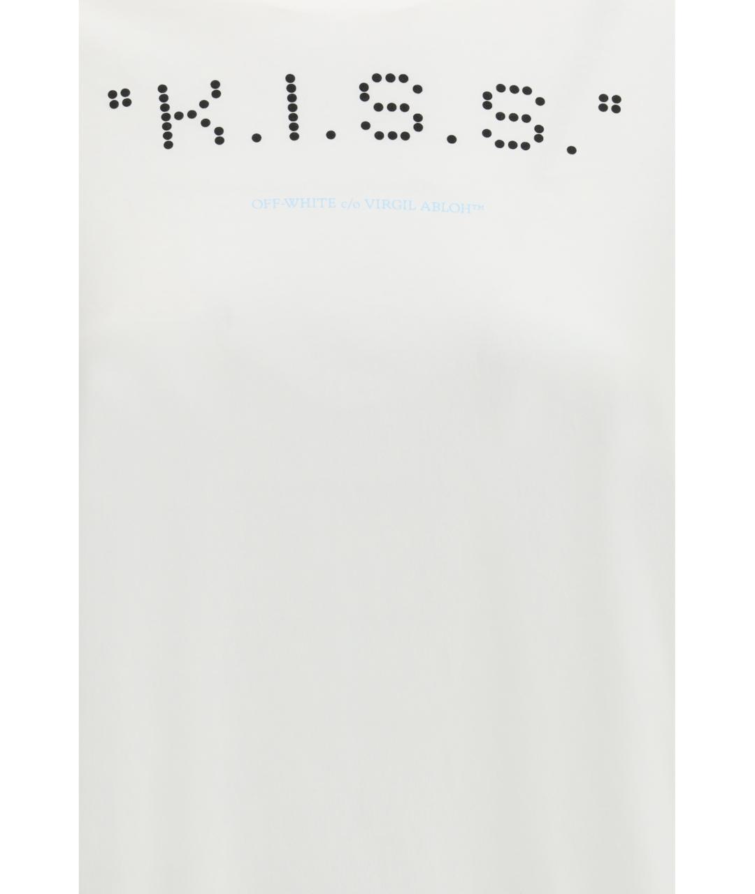 OFF-WHITE Белая хлопковая футболка, фото 3