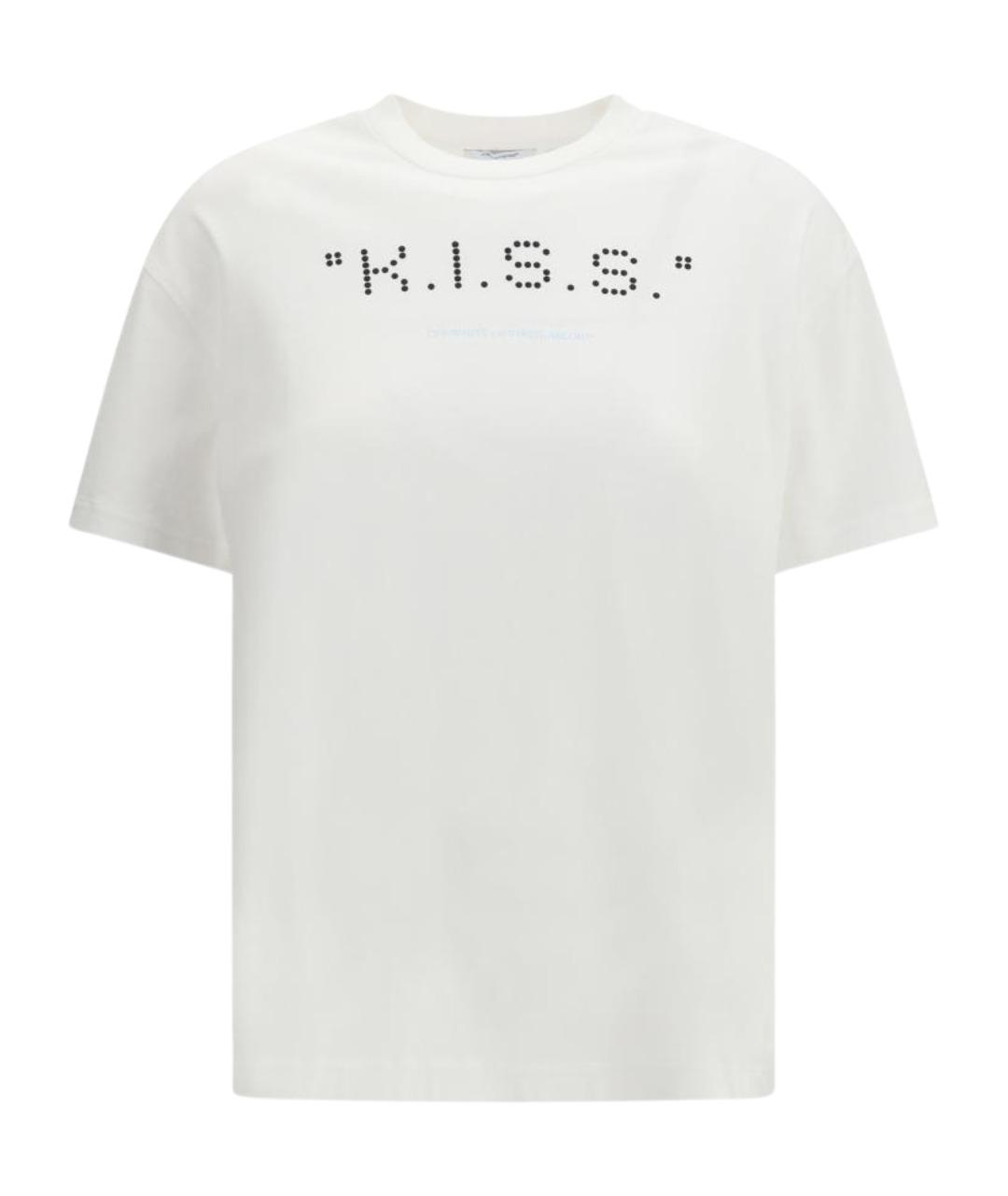 OFF-WHITE Белая хлопковая футболка, фото 1