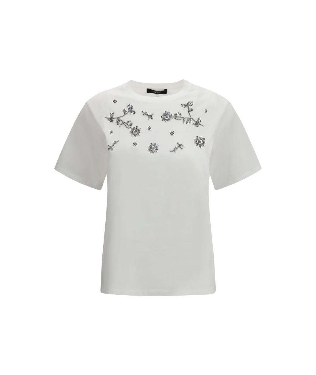 WEEKEND MAX MARA Белая хлопковая футболка, фото 4