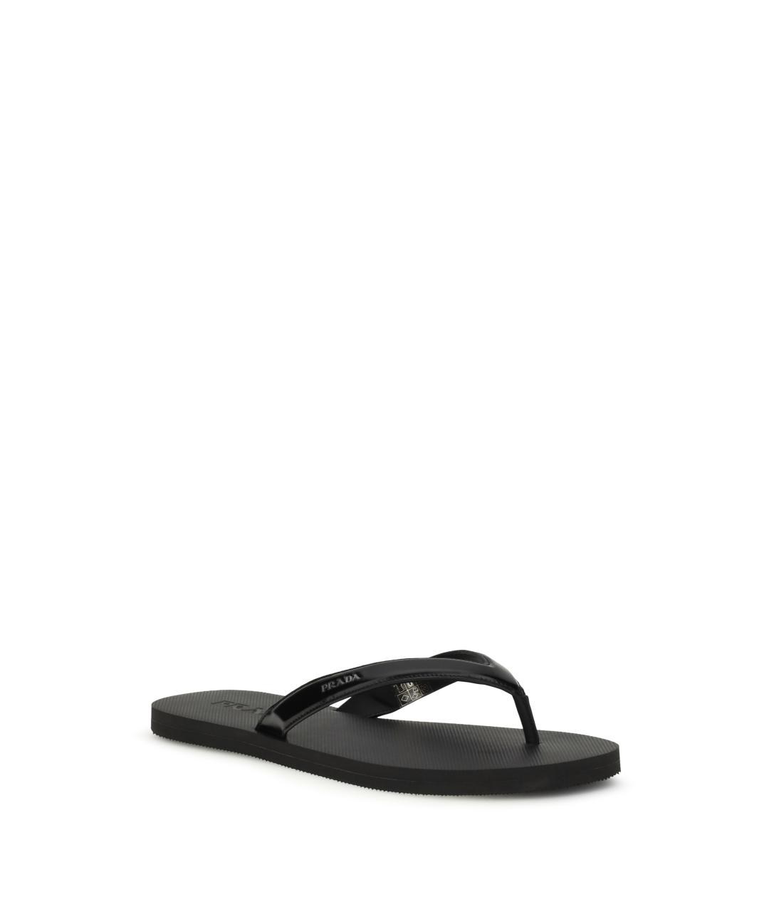 PRADA Черные кожаные шлепанцы, фото 2