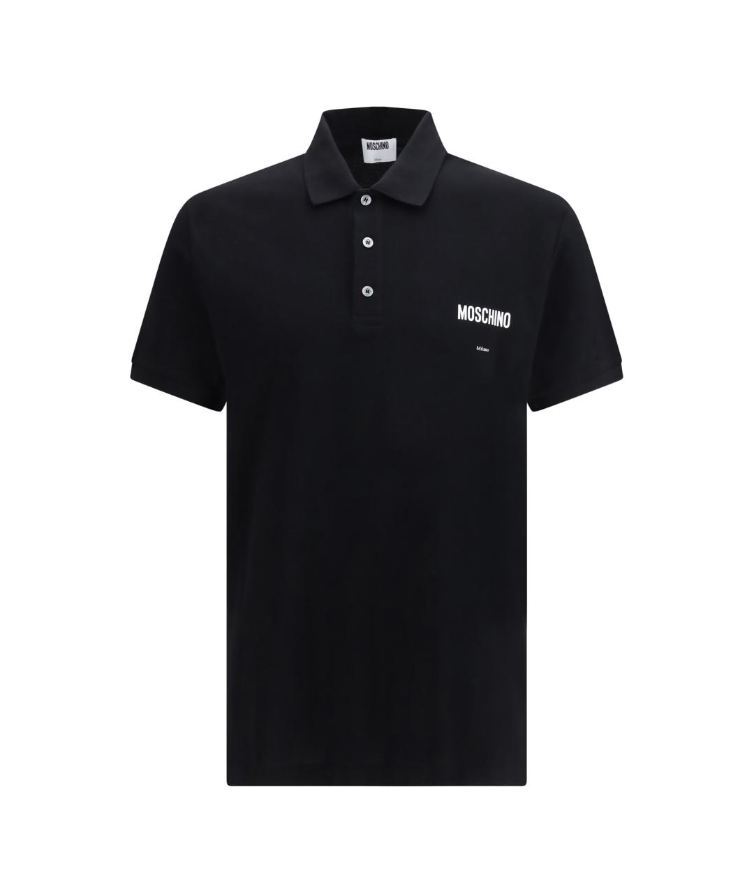 MOSCHINO Черное хлопковое поло с коротким рукавом, фото 1