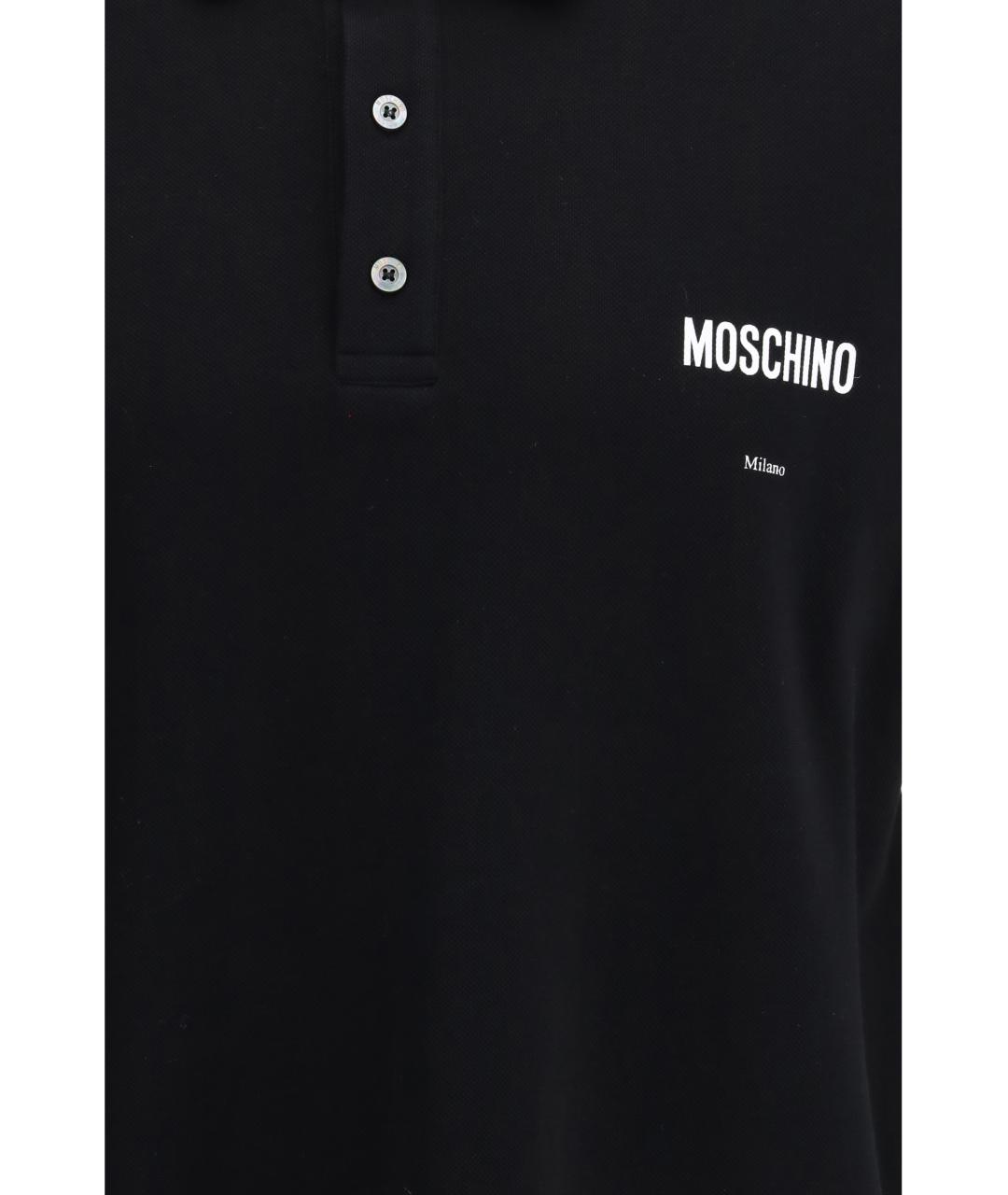 MOSCHINO Черное хлопковое поло с коротким рукавом, фото 3