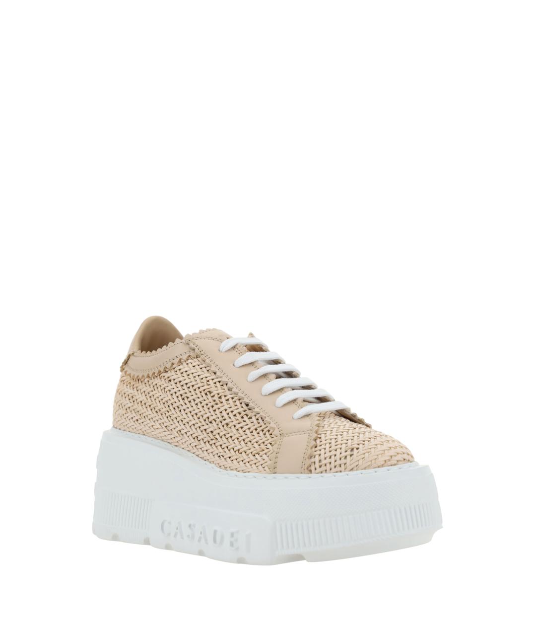 CASADEI Бежевые кожаные кроссовки, фото 2