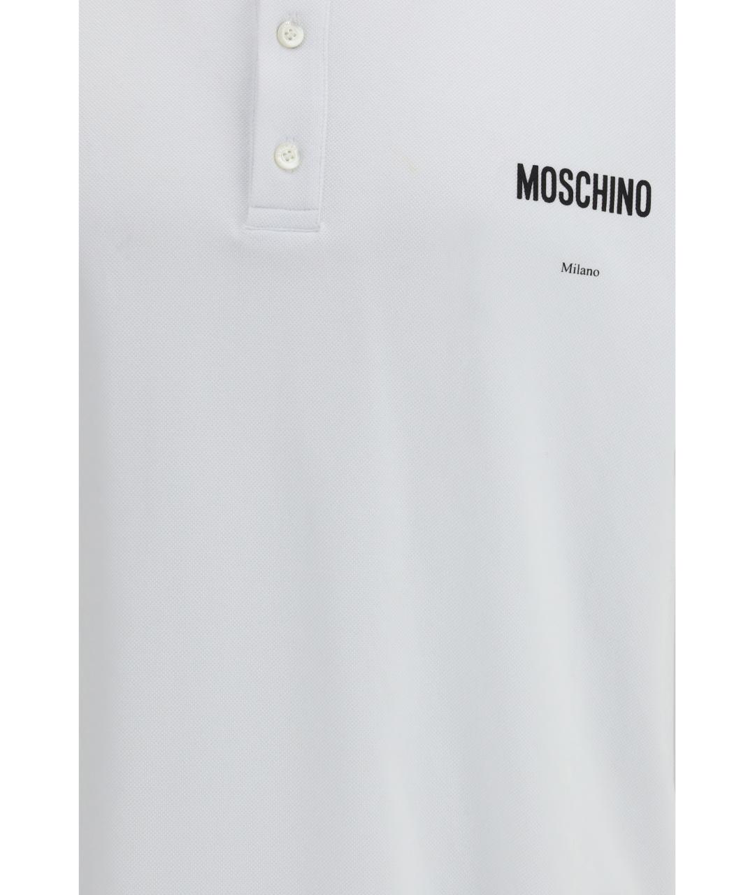 MOSCHINO Белое хлопковое поло с коротким рукавом, фото 3