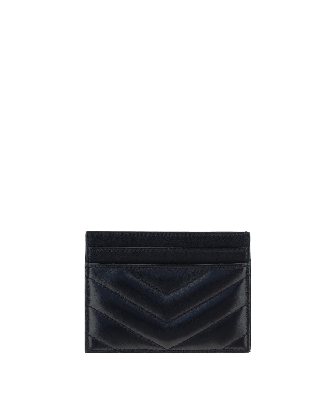 SAINT LAURENT Черный кожаный кардхолдер, фото 2