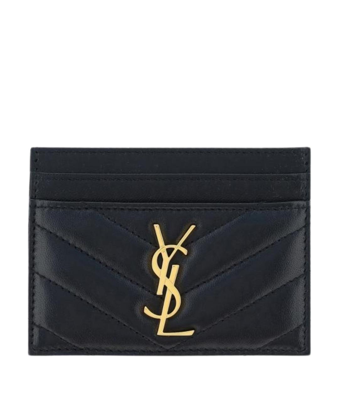 SAINT LAURENT Черный кожаный кардхолдер, фото 1