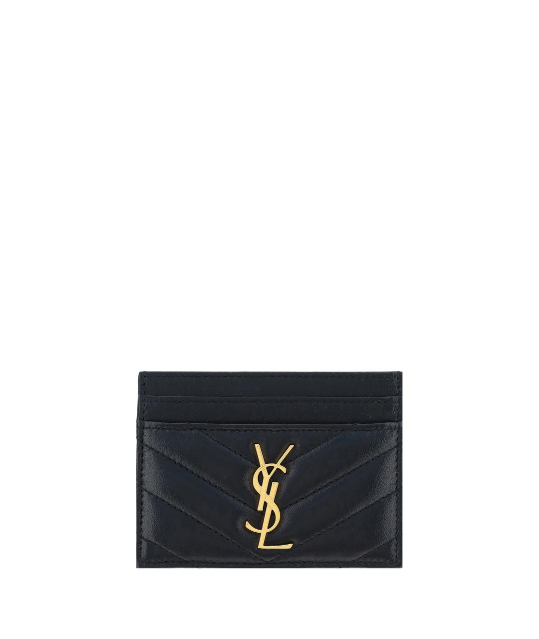 SAINT LAURENT Черный кожаный кардхолдер, фото 3