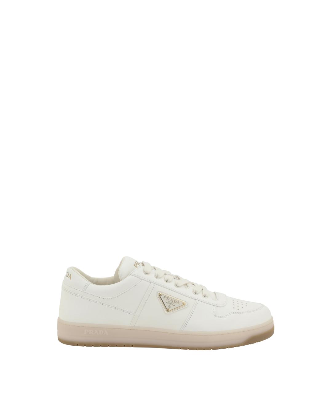 PRADA Бежевые кожаные низкие кроссовки / кеды, фото 1