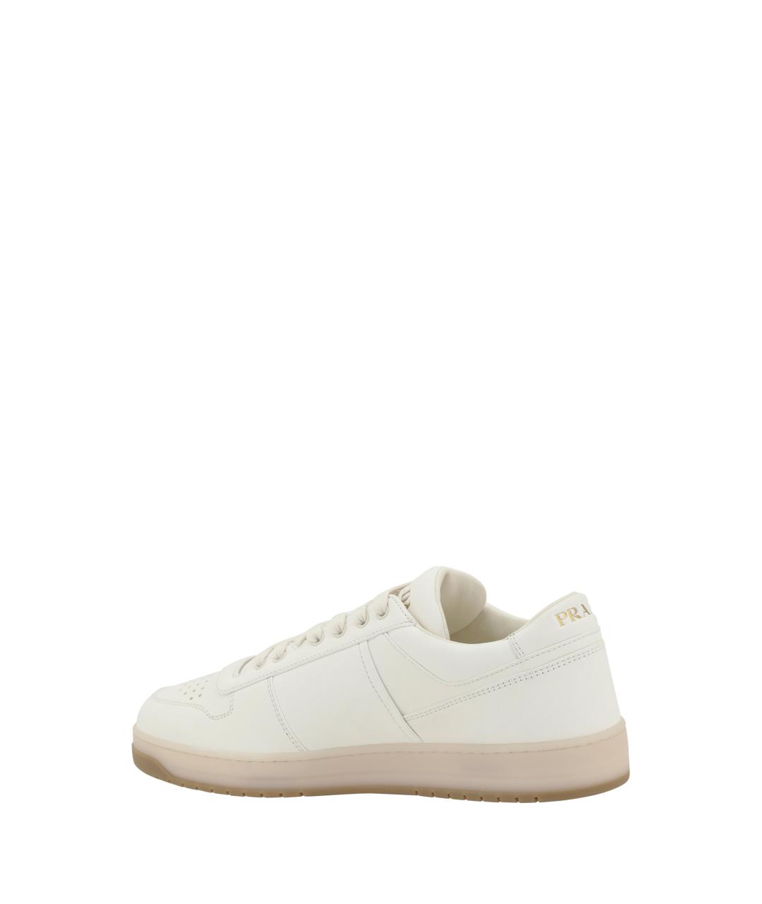 PRADA Бежевые кожаные низкие кроссовки / кеды, фото 3