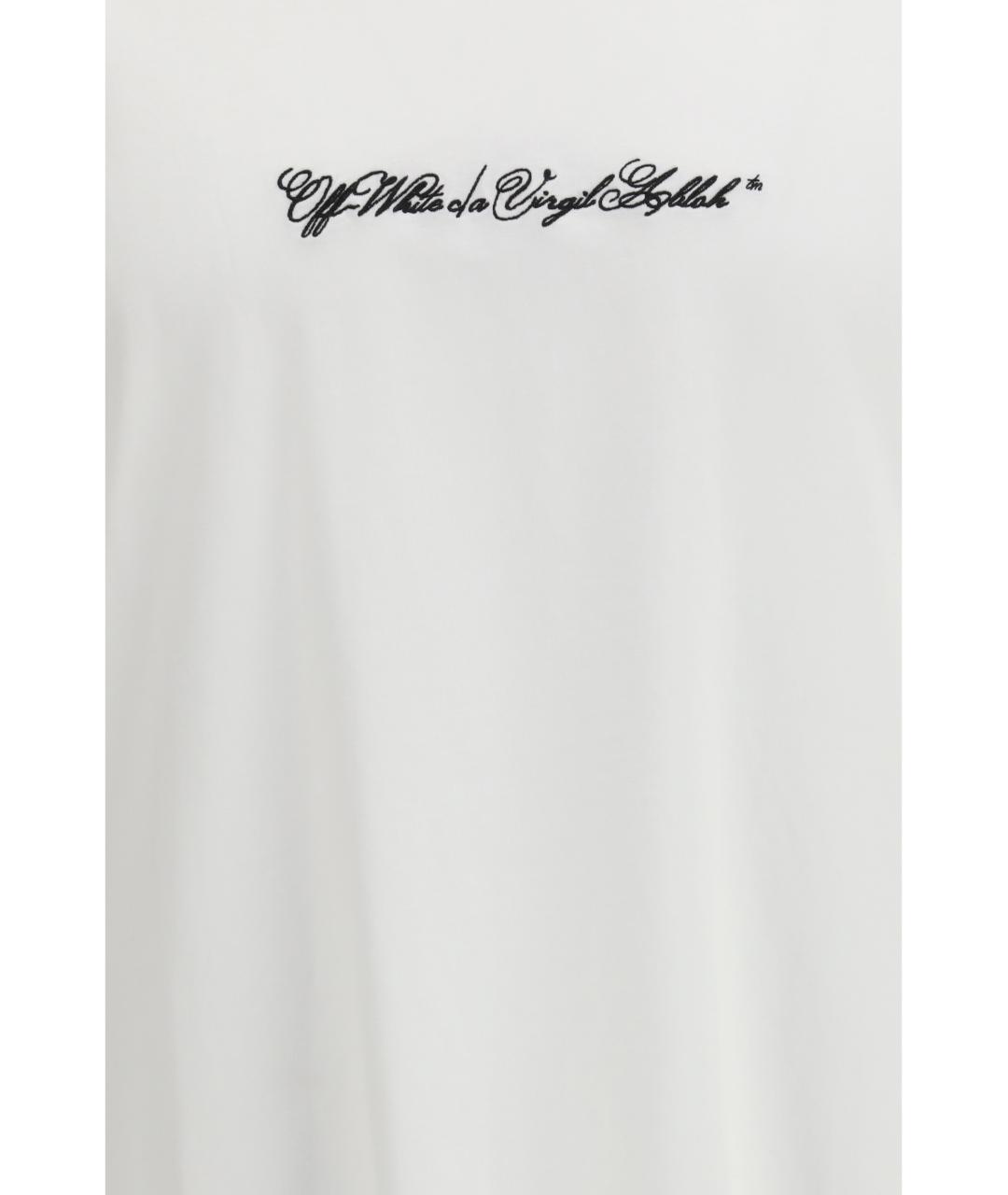 OFF-WHITE Белая хлопковая футболка, фото 4