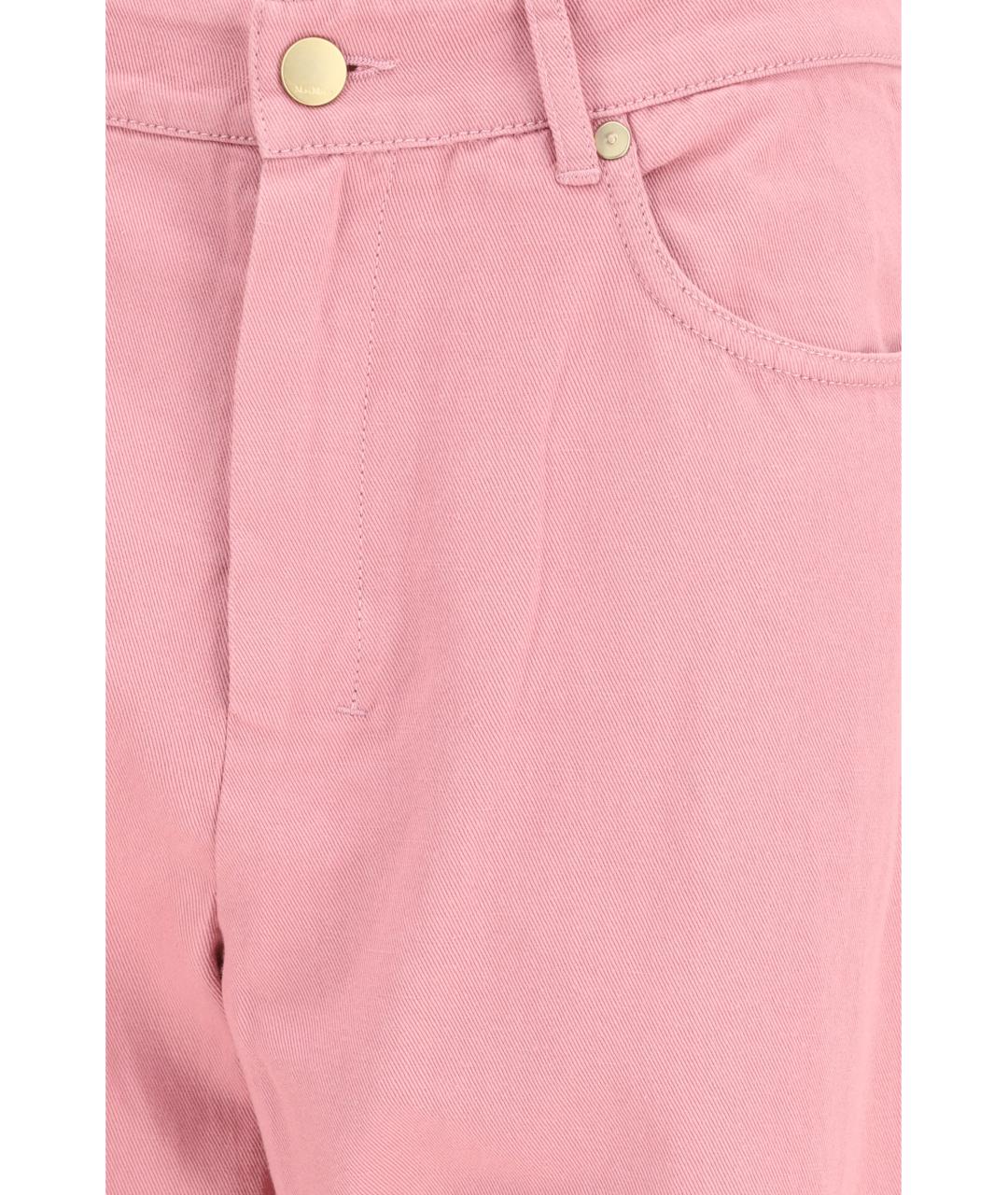 'S MAX MARA Розовые хлопковые прямые брюки, фото 3