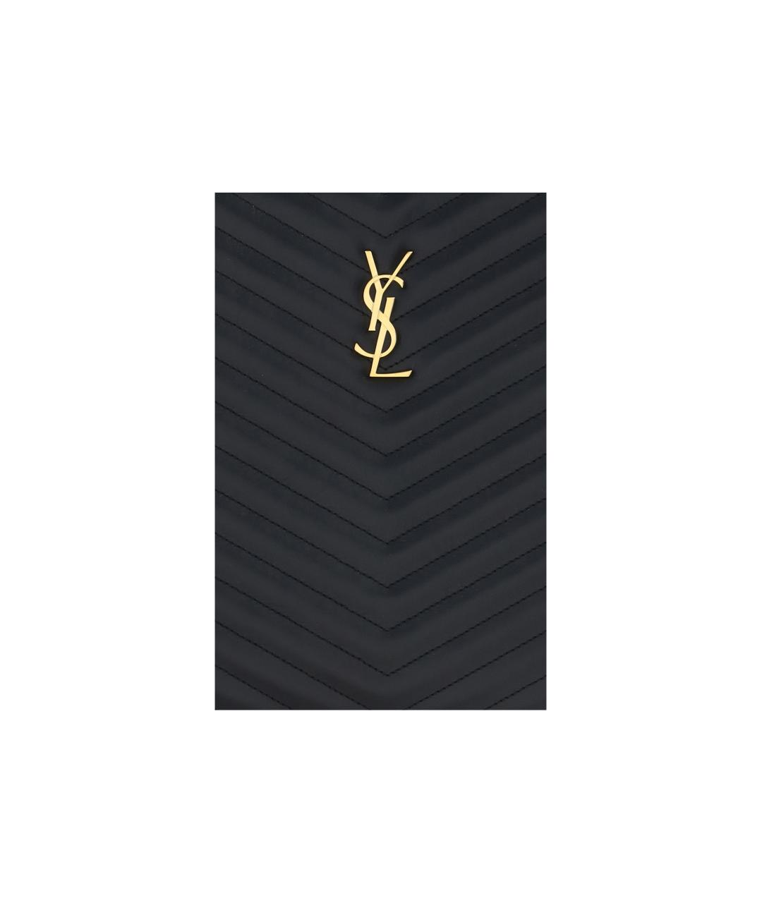 SAINT LAURENT Черная кожаная сумка с короткими ручками, фото 3