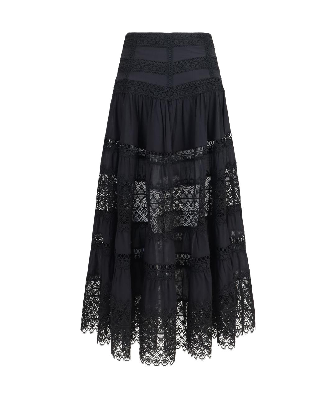 CHARO RUIZ Черная хлопковая юбка миди, фото 2
