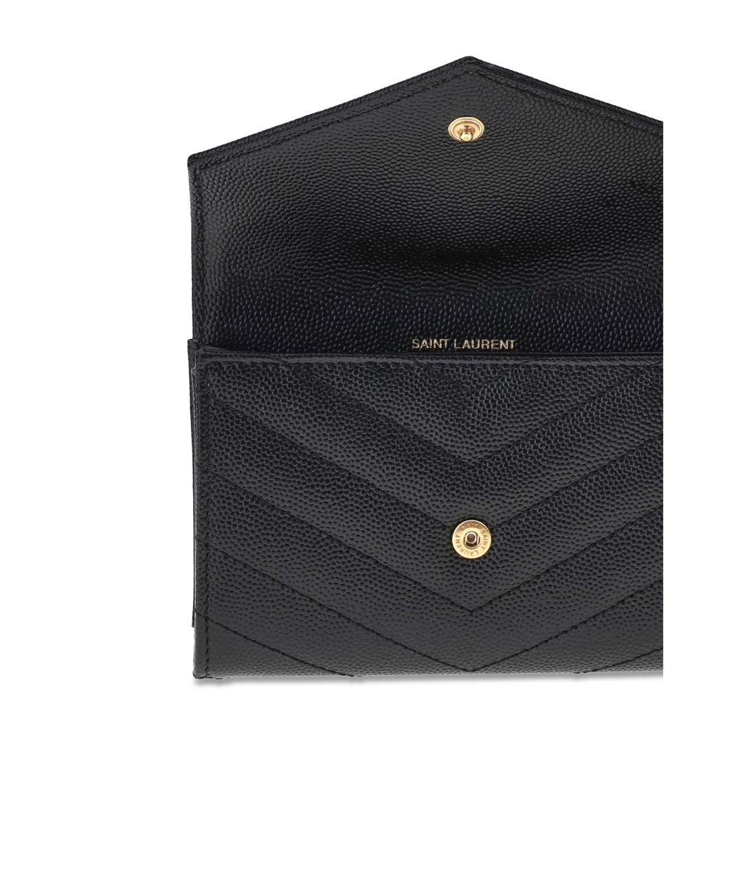 SAINT LAURENT Черный кожаный кошелек, фото 3