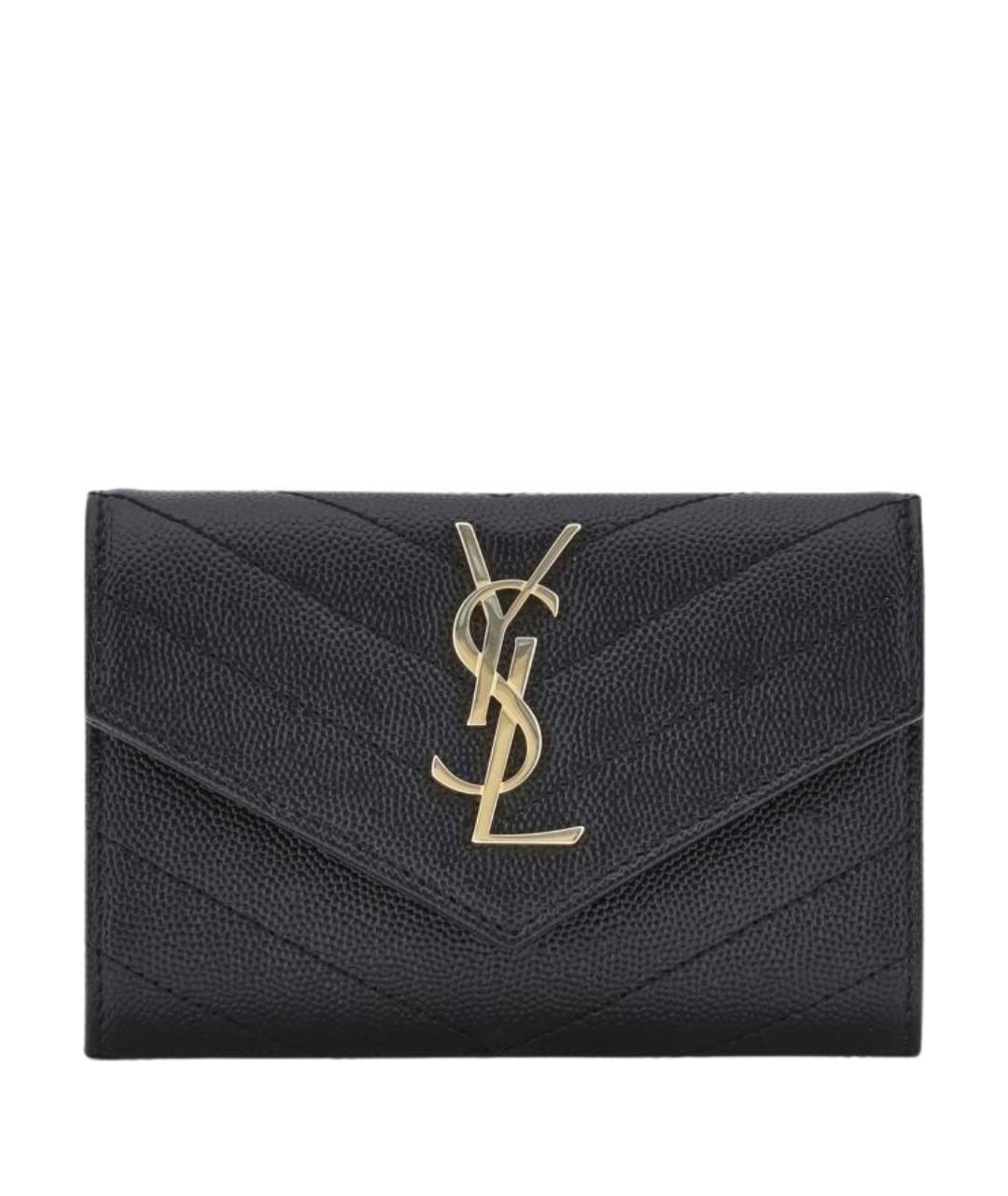 SAINT LAURENT Черный кожаный кошелек, фото 1