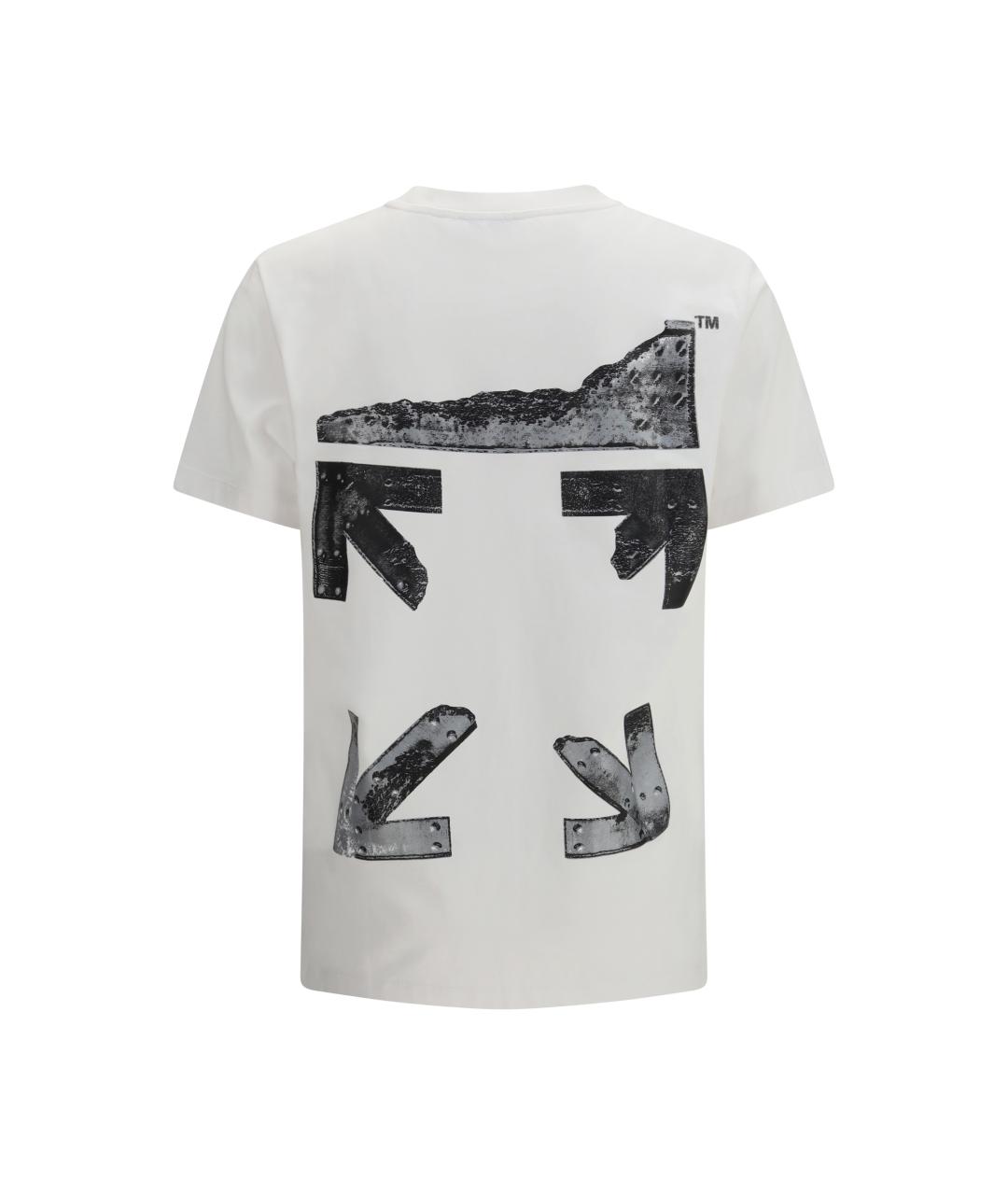 OFF-WHITE Белая хлопковая футболка, фото 2