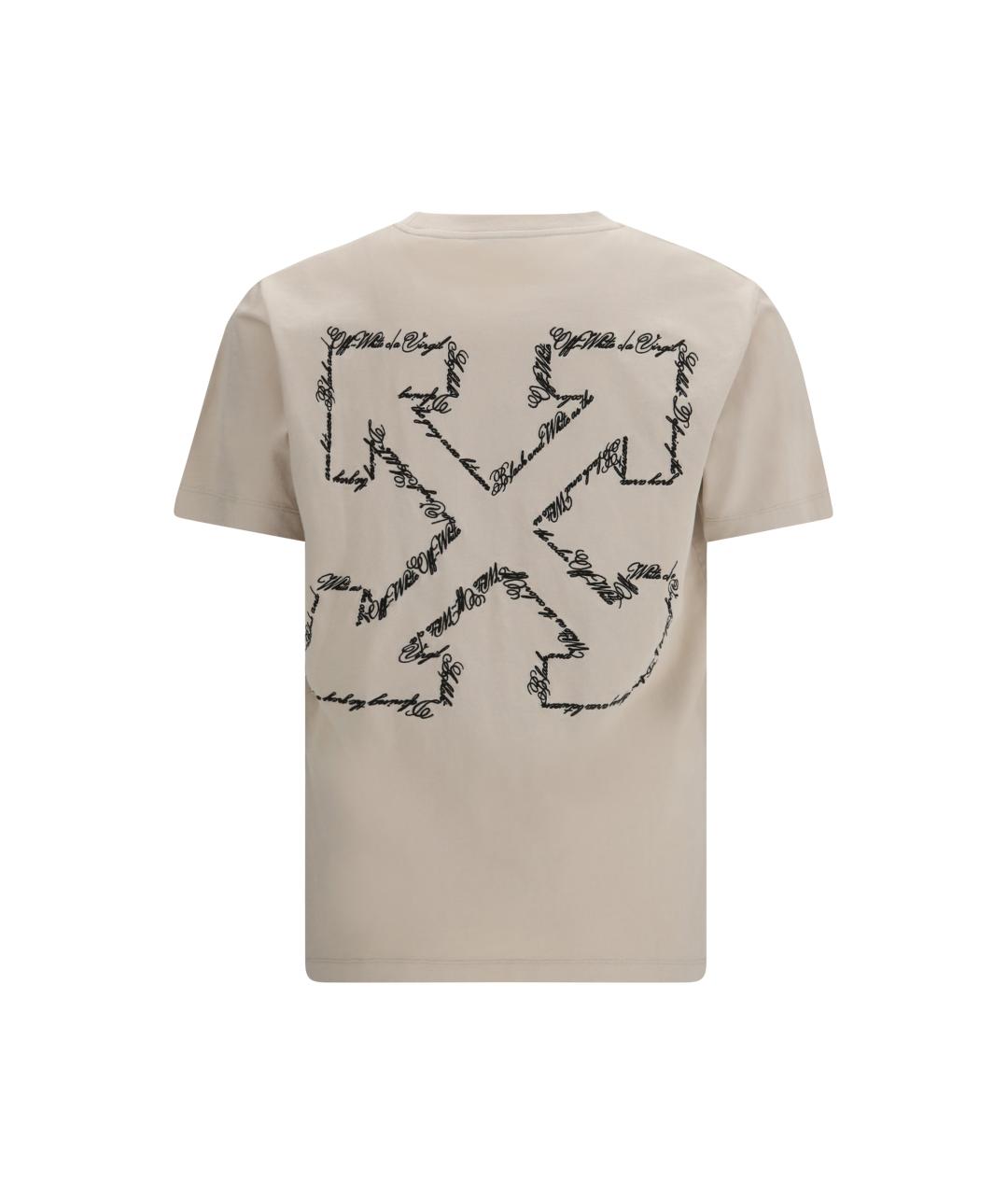 OFF-WHITE Бежевая хлопковая футболка, фото 2