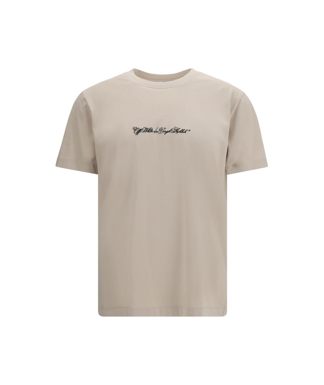 OFF-WHITE Бежевая хлопковая футболка, фото 4