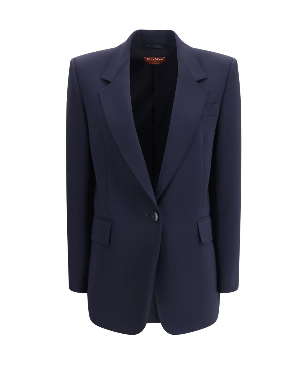 MAX MARA STUDIO Темно-синий ацетатный жакет/пиджак, фото 1