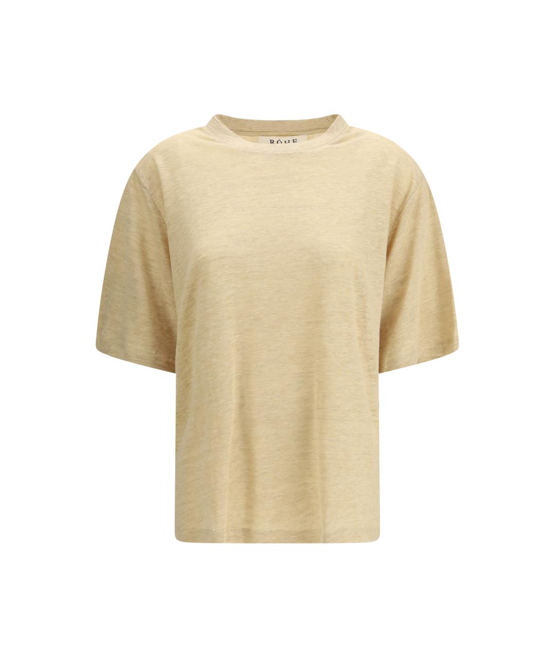 ROHE Бежевая льняная футболка, фото 4