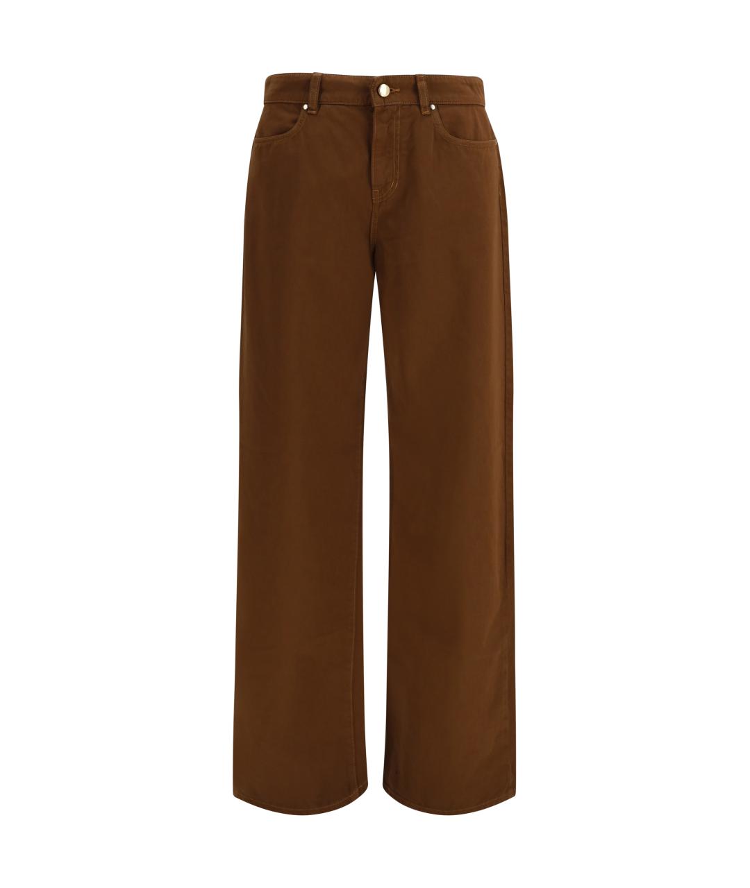 MAX MARA STUDIO Коричневые хлопковые прямые брюки, фото 1