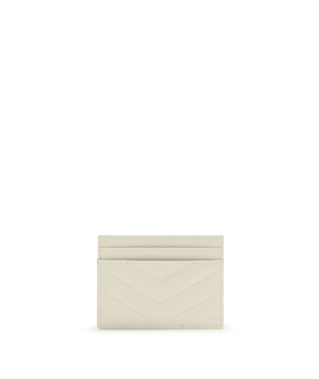 SAINT LAURENT Белый кожаный кардхолдер, фото 2