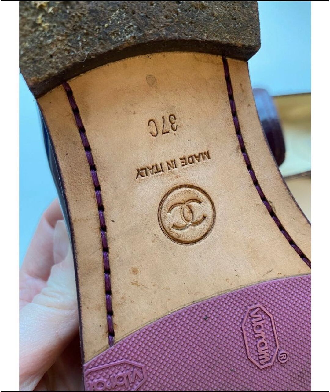CHANEL PRE-OWNED Бордовые туфли из лакированной кожи, фото 4