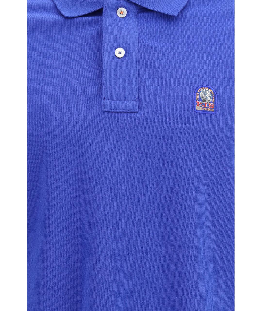 PARAJUMPERS Синее хлопковое поло с коротким рукавом, фото 3