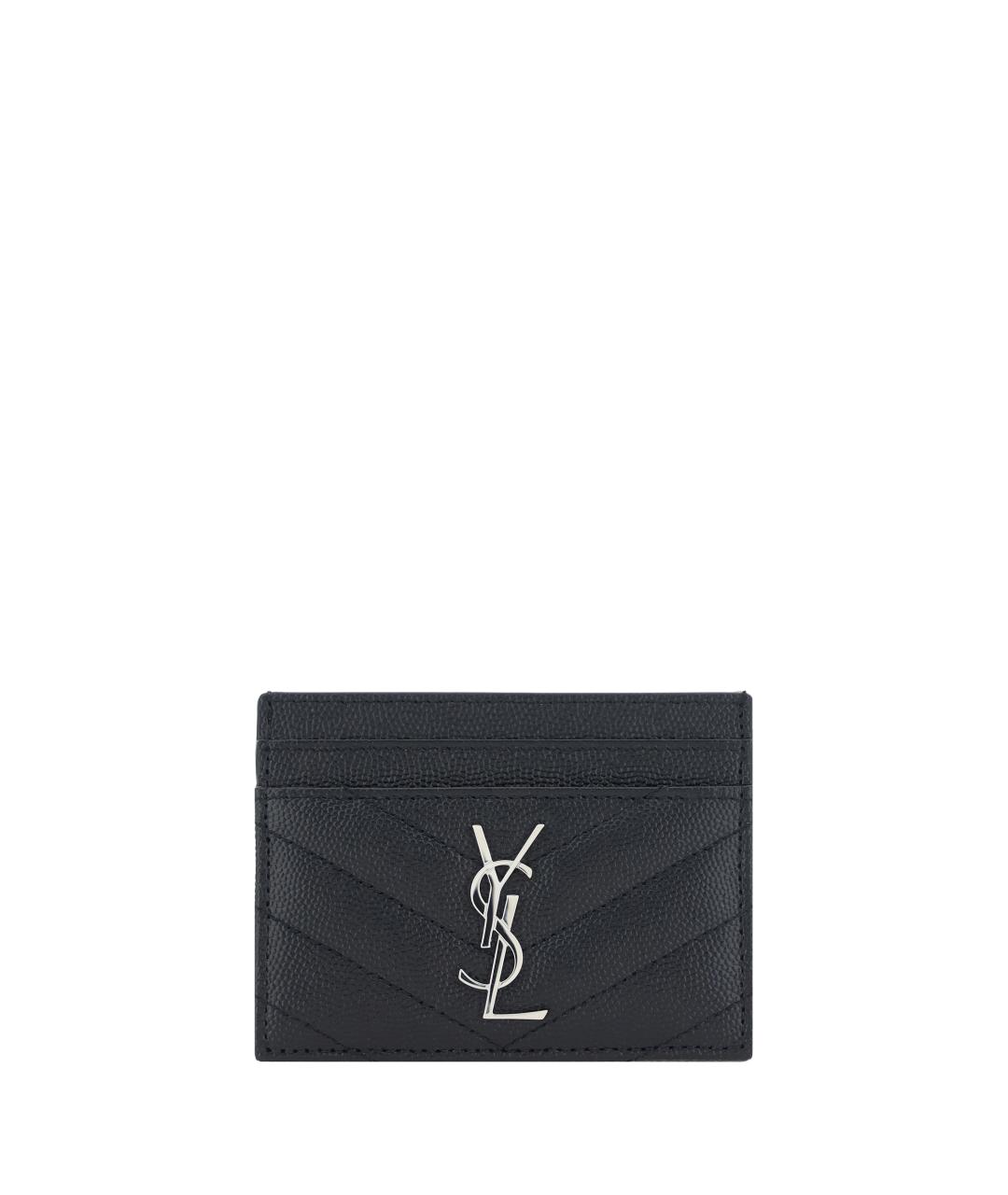 SAINT LAURENT Черный кожаный кардхолдер, фото 1